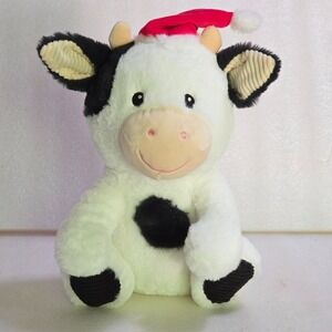 Spark Create Imagine COW Black & White Plush Santa Hat Rattle Crinkle Ears 12"